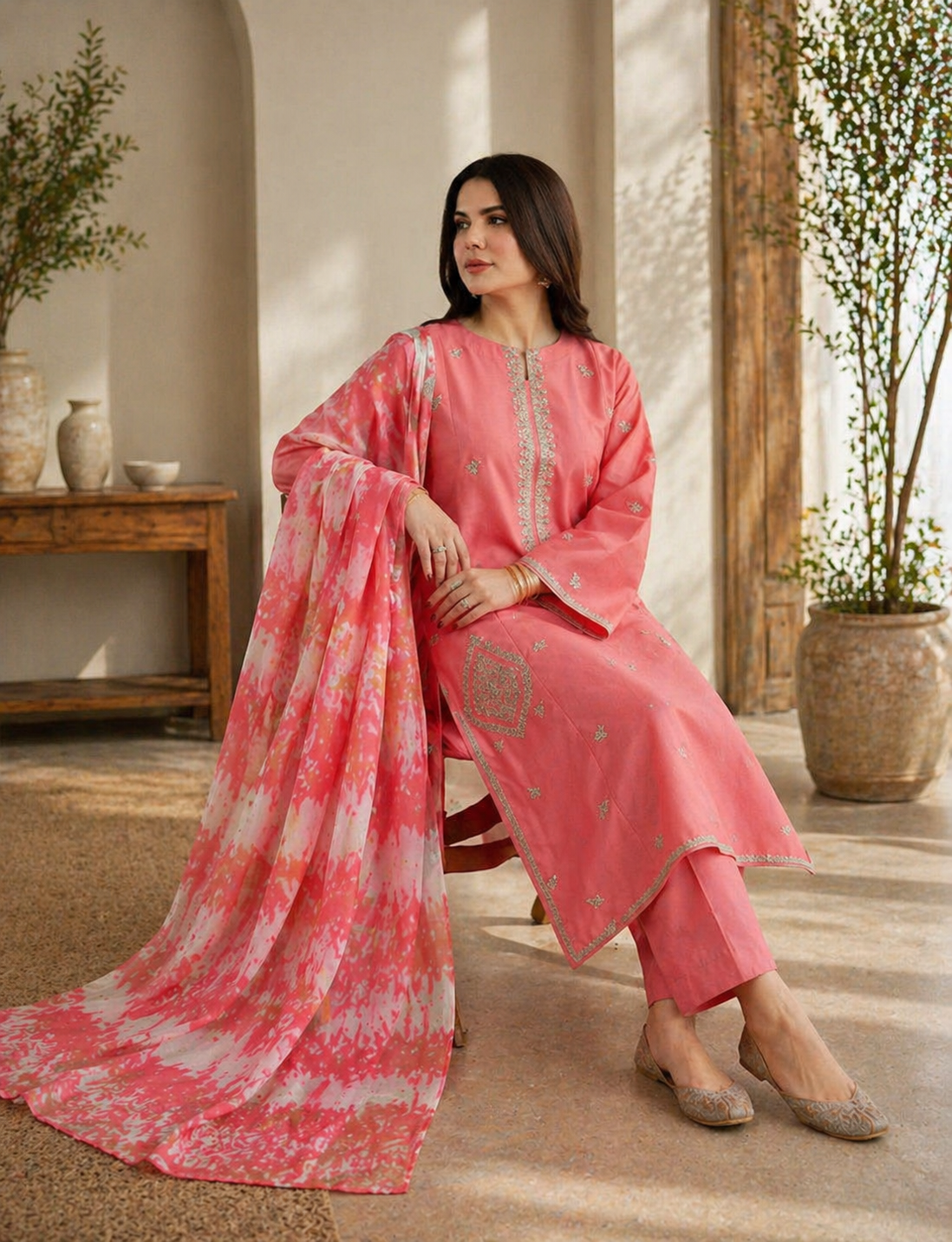 Zara embroider 3pc