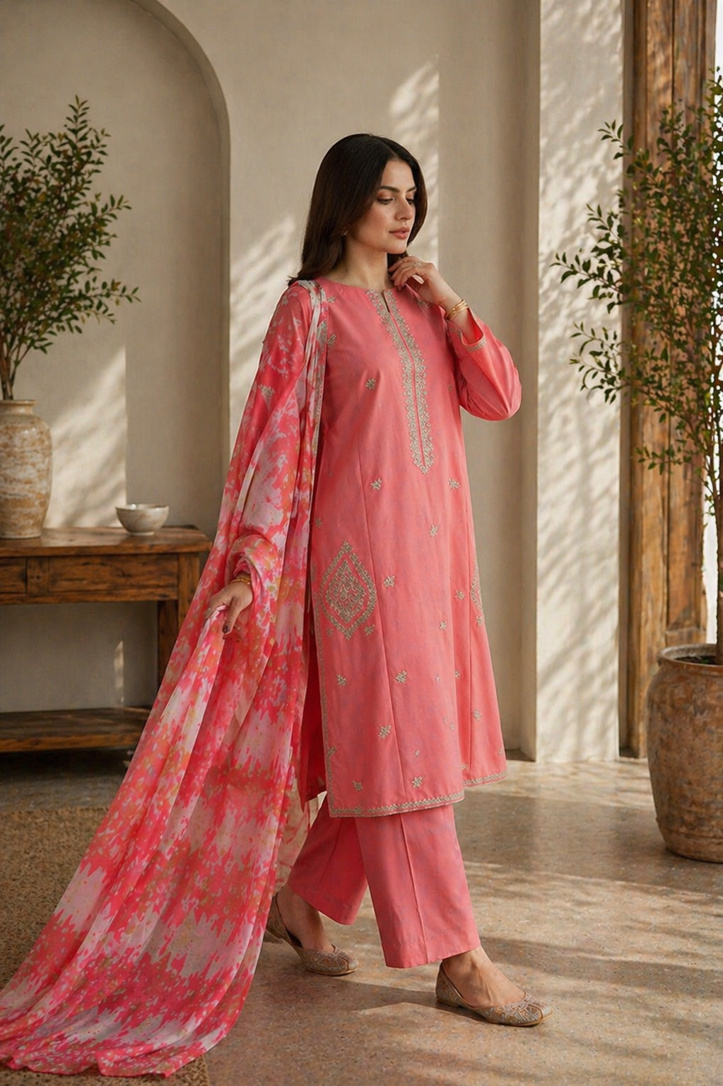 Zara embroider 3pc
